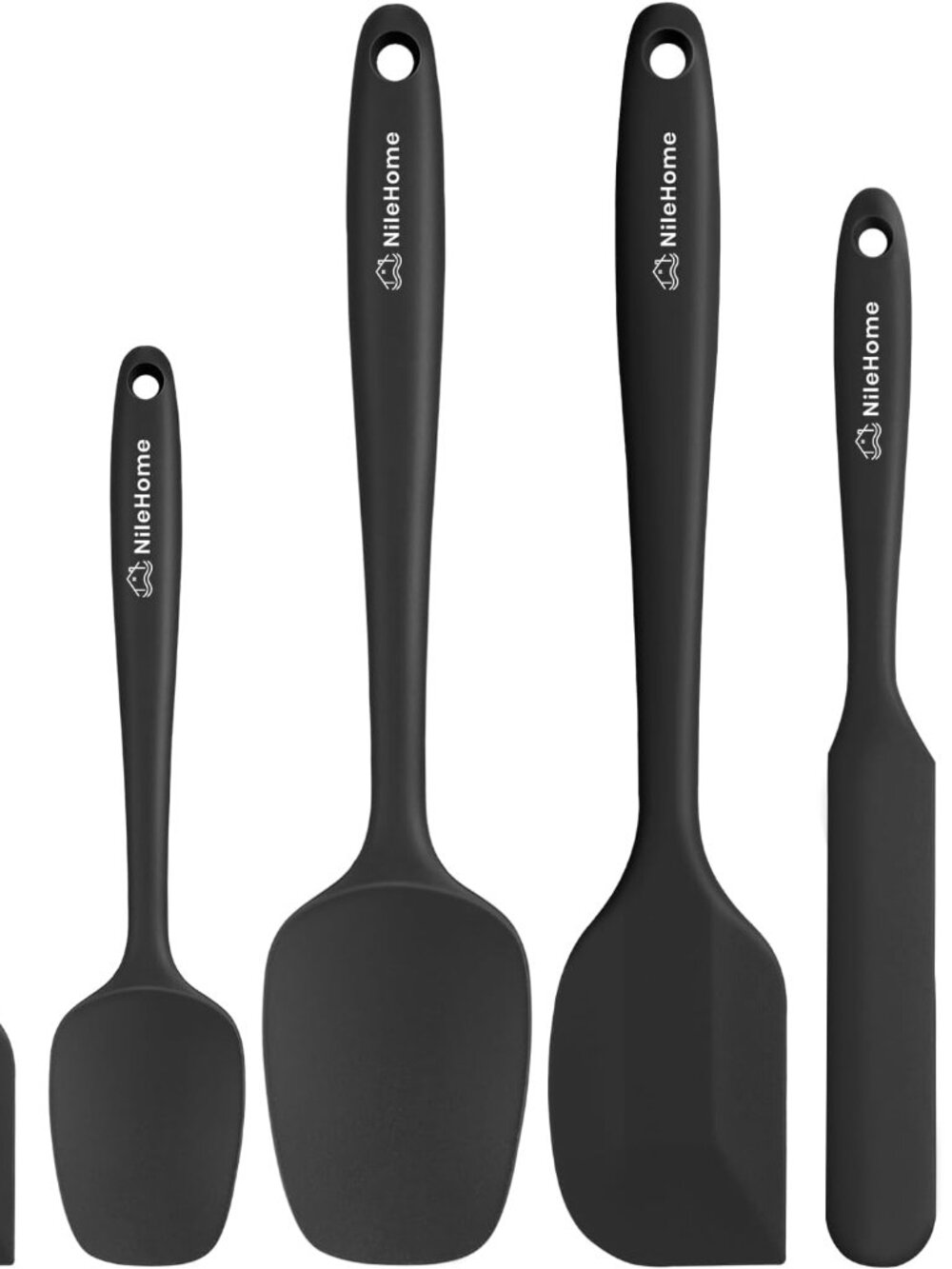 6 Pieces Silicone Spatula Set with Silicone Brush,Mixing-Black